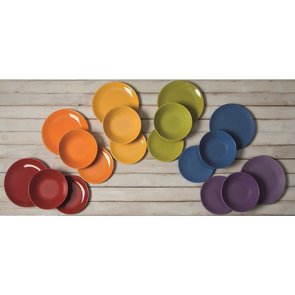 Excelsa set of 18 New Trendy multicolor porcelain table service plates Excelsa